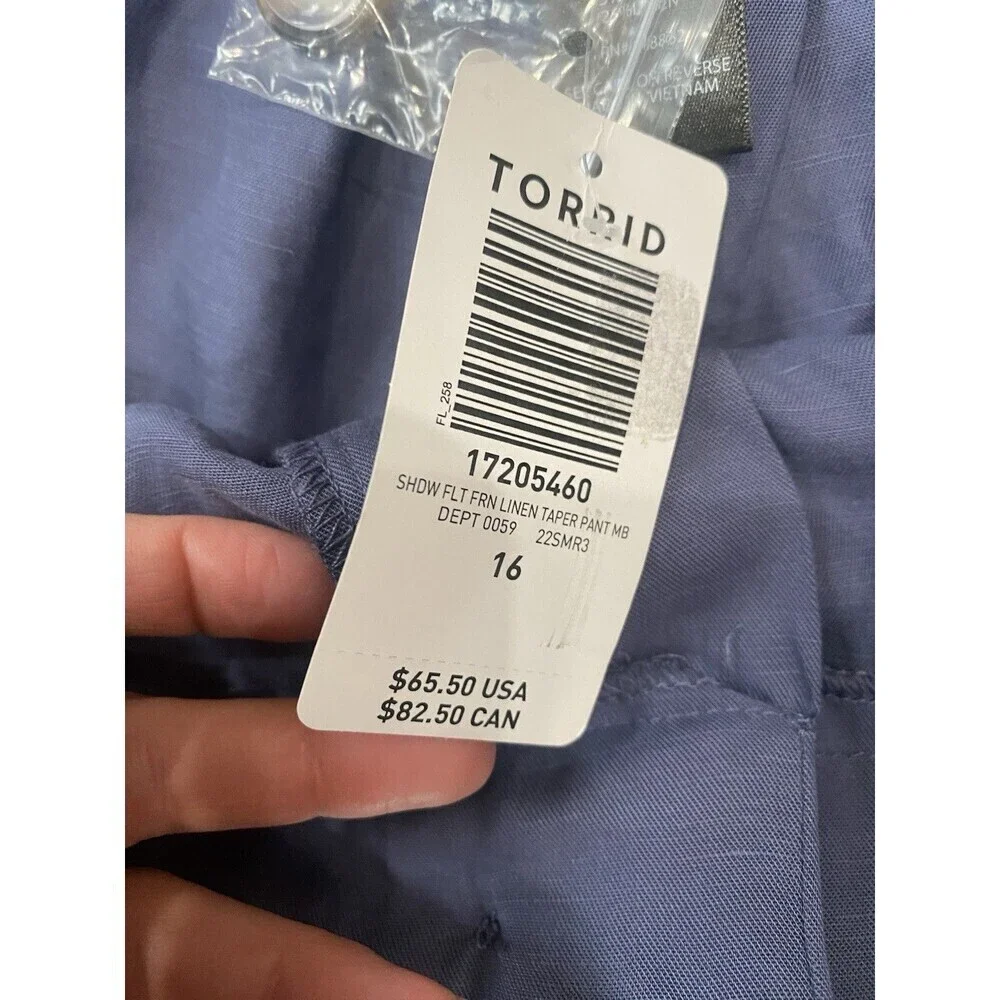 NEW! Torrid Pants Womens 16 Linen Lyocell Purple Tapered Office Work